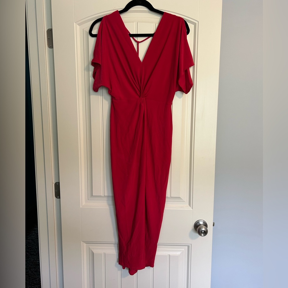 VENUS Vibrant Red Midi Dress